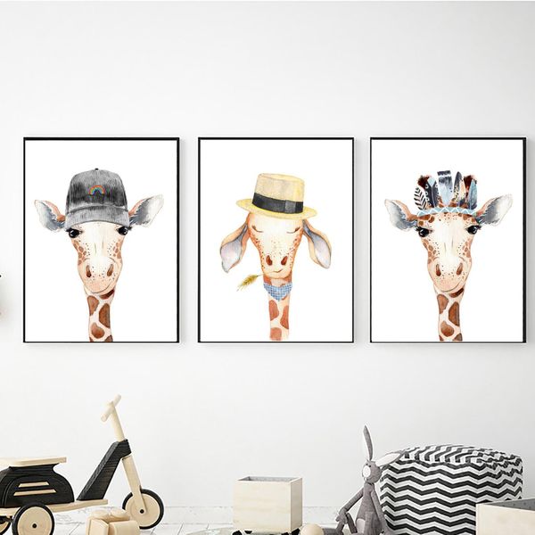 Cool Dude Giraffe - A2 - Canvas (3.5cm ) -Set Of 3