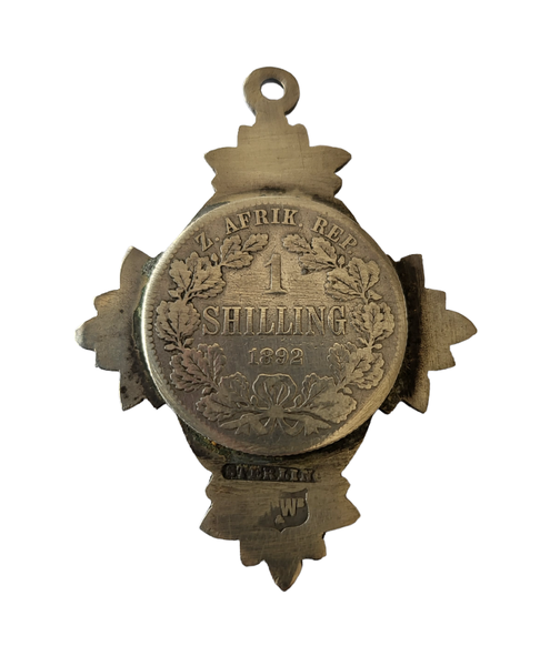 1892 Zar 1 Silver Shilling Boer War Trench Art Made by Prisoner of War