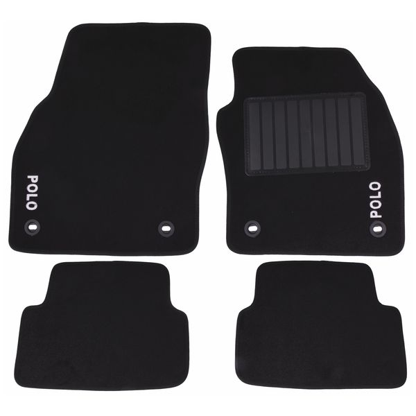 4-Piece Carpet Set Compatible with Volkswagen Polo 8 (Black)