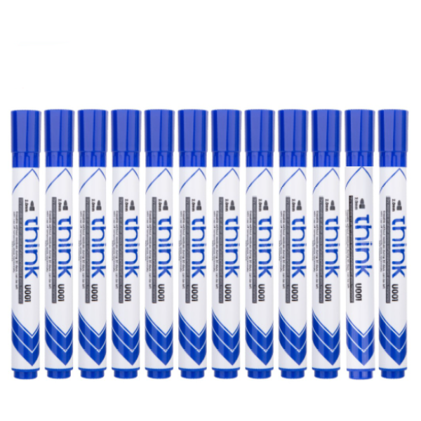Think 2mm Acrylic Tip Blue Whiteboard Marker - Set of 12 - U00130