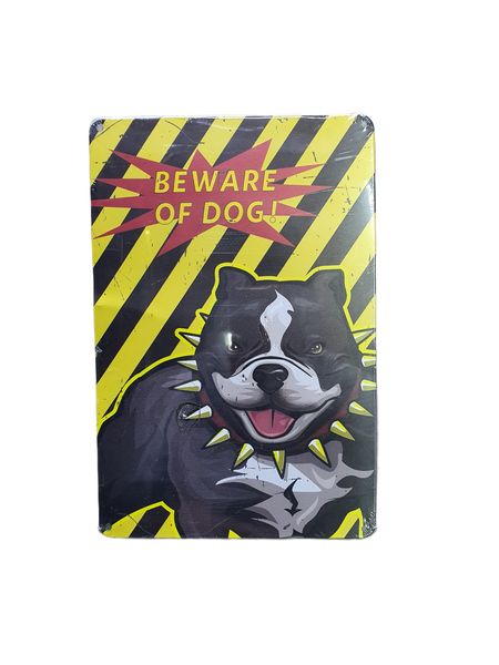Beware Of Dog Pitbull Metal Home Decor Wall Art