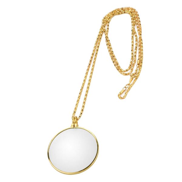 Monocle Necklace With 5X Magnifier Magnifying Glass Pendant - Silver