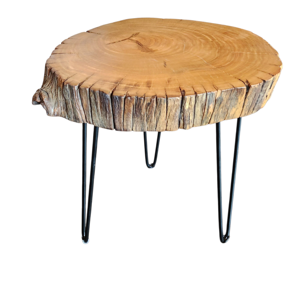 Live Edge Round Wood Side Table
