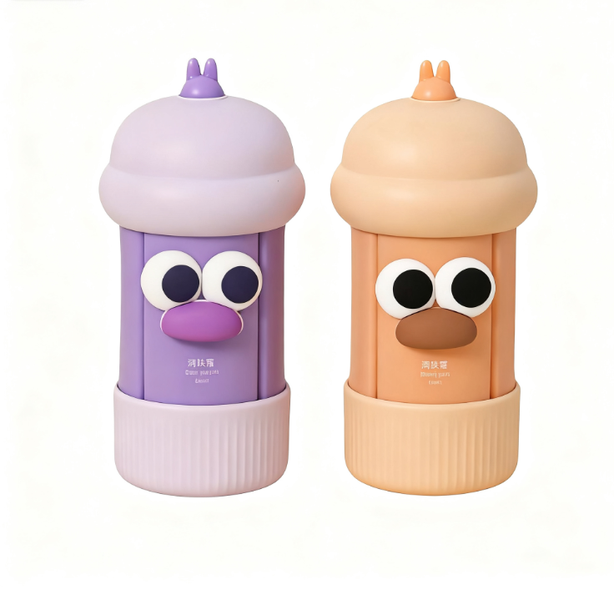 2 PCS Yuanqi Rabbit 4-in-1Travel Dispenser Bottle Set (Purple+Yellow)