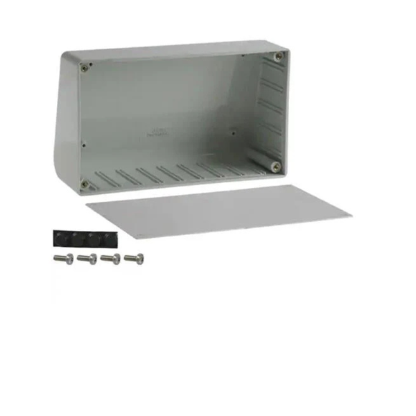 1595CGY Sloped Console Enclosure ABS Aluminium Panel 116x96x58mm Grey