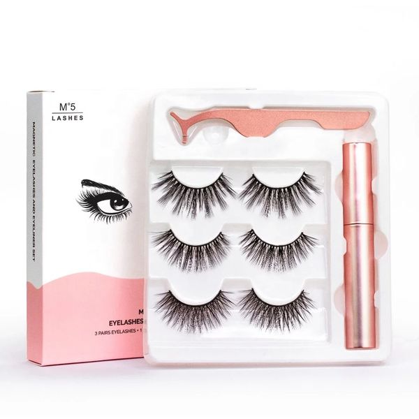 3D Magnetic Eyelashes + Rose Gold Eyeliner Applicator &amp; Eyelash Curler