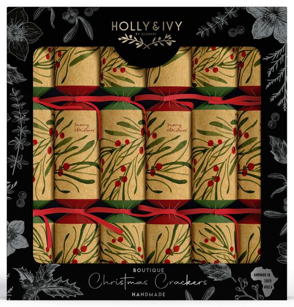 Holly &amp; Ivy Christmas Crackers - Eco Kraft
