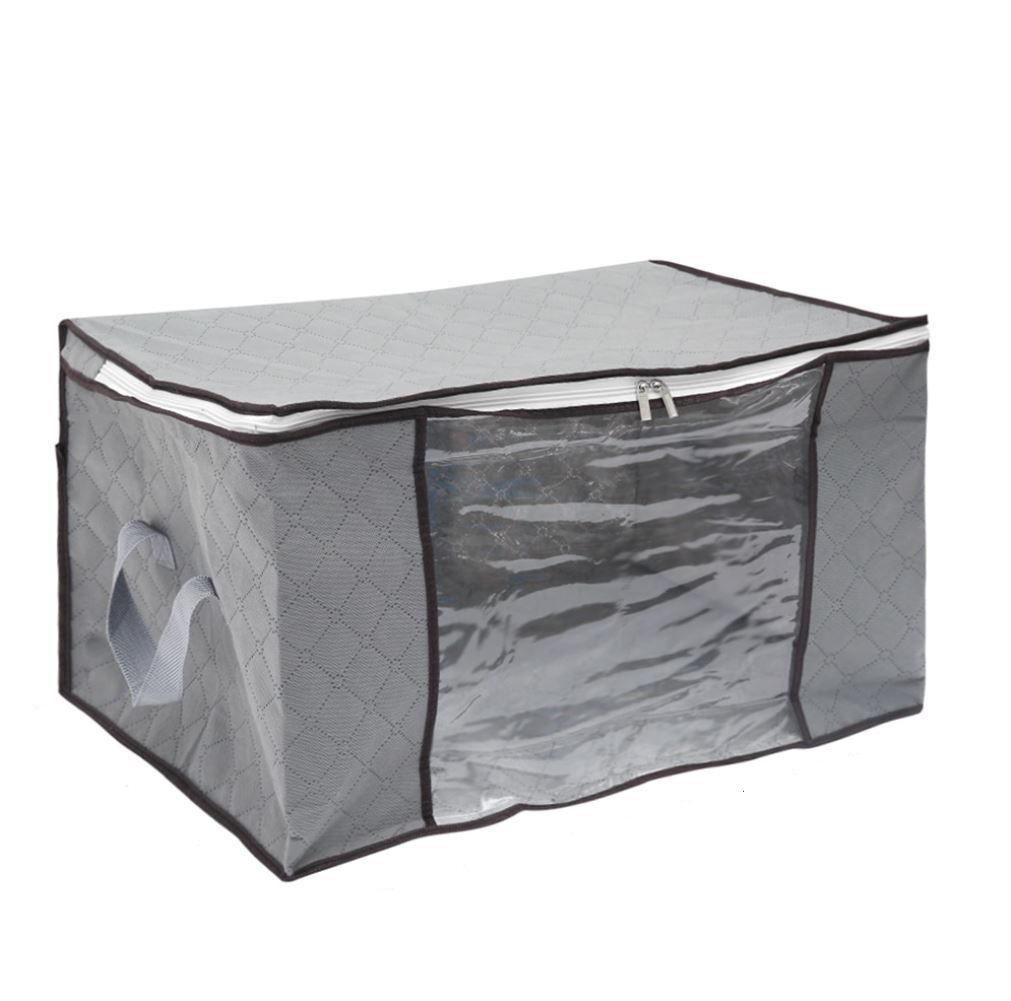 Large Foldable Storage Zip Bag Organizer with Handles & Clear Window ...