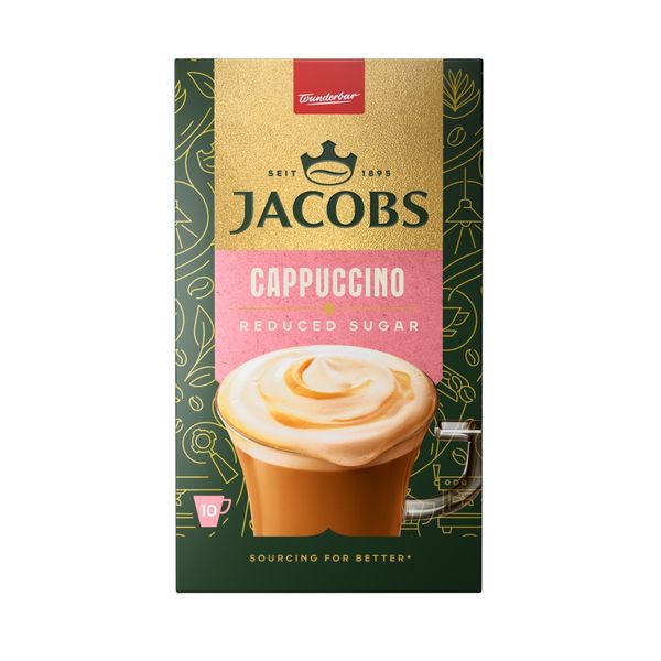 JACOBS Reduced Sugar Cappuccino Instant Coffee - 10 pack (10x11.1g)