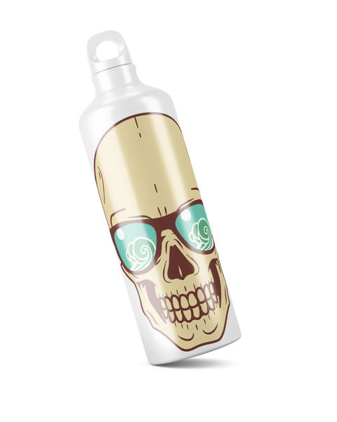 Katz Designs - Metal Water Bottle - Funky Skull