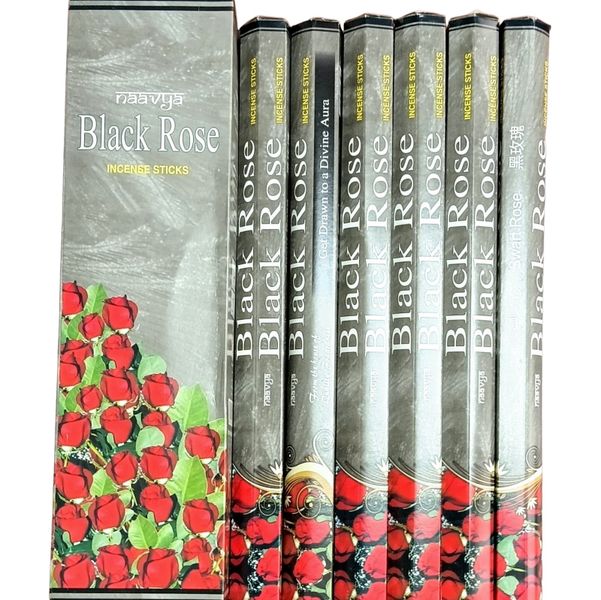 Naavya Black Rose Incense Sticks 16 Inch - 6 Packs 60 Sticks