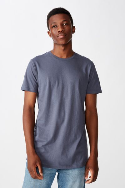 Men's Cotton On Essential Longline Curved Hem - Dusty Denim