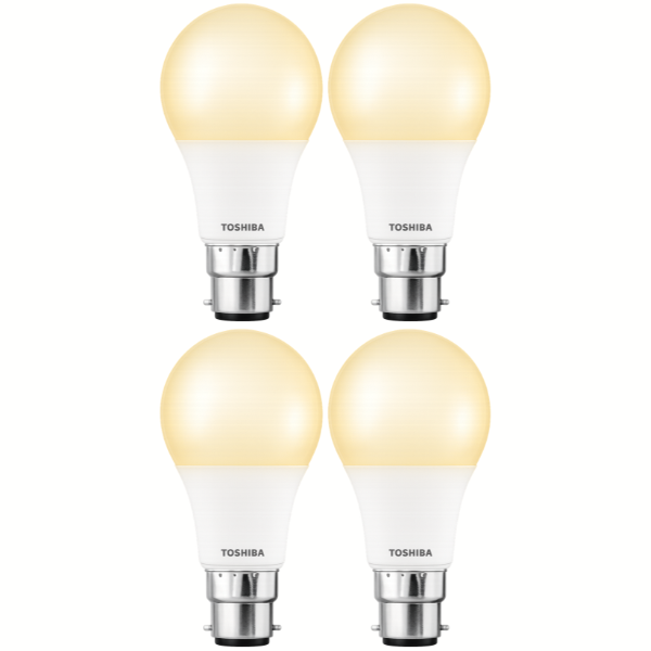 TOSHIBA B22 A60 LED Light Bulb 6W Cool White 4000K - 4 Pack