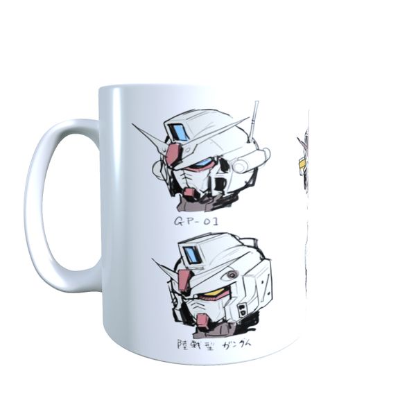 Gundam Head Sketches - Gundam Coffee Mug