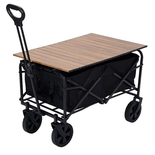 2in1 Outdoor Collapsible Garden Camping Wagon Cart Trolley With Table
