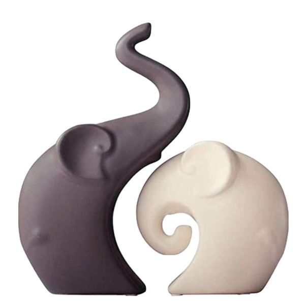 Home Ceramic Modern Elephant Couple Ornament for Indoor Decoration Set