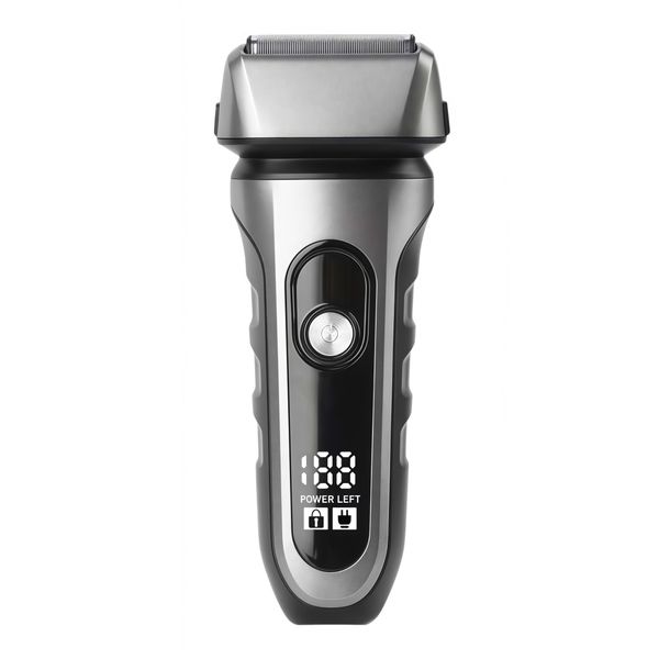 Men'S Electric Foil Shaver 3 Floating Blade Waterproof Wet/Dry Lcd Display