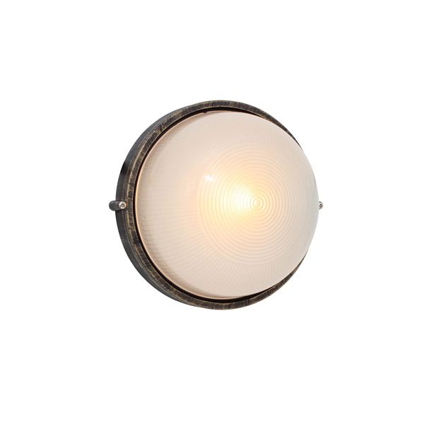 Eurolux - Large Round Bulkhead Without Grid Black/Gold 230V