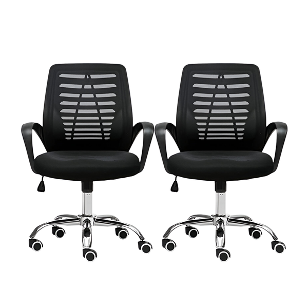 Set Of 2 Ergonomic Backrest Office Chair With Armrest And Wheels