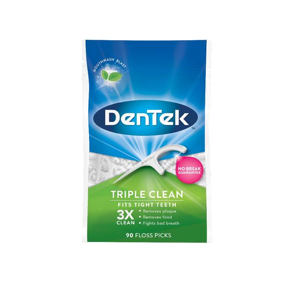 DenTek Triple Clean Advanced Clean Floss Picks, No Break &amp; No Shred Floss