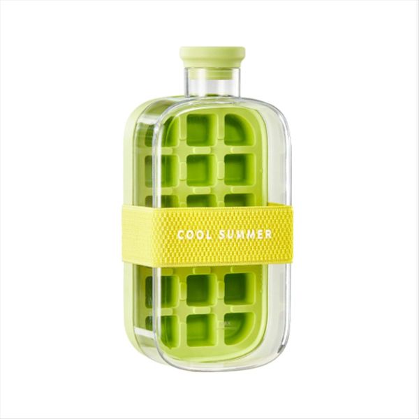 One-Click Ice Mold Bottle Cooler Cup With Straw Ice Cube Tray With Lid
