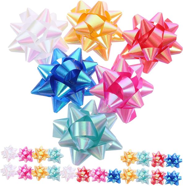 8cm Iridescent Metallic Gift Bows x 6