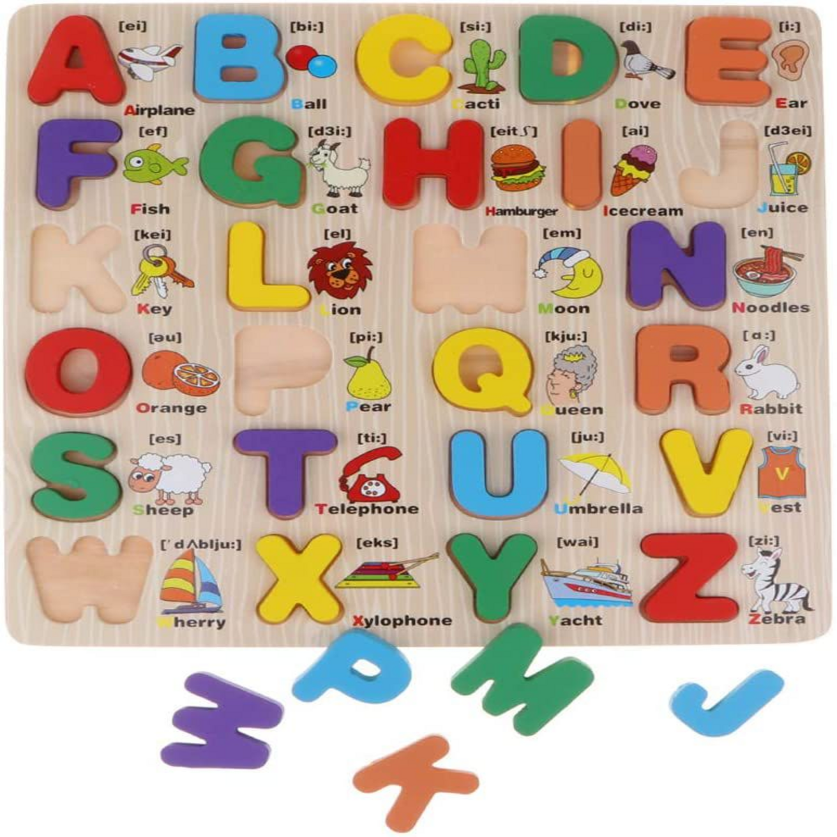 Wooden Alphabet Upper Case Letters Puzzle Board - Multicolor | Shop ...