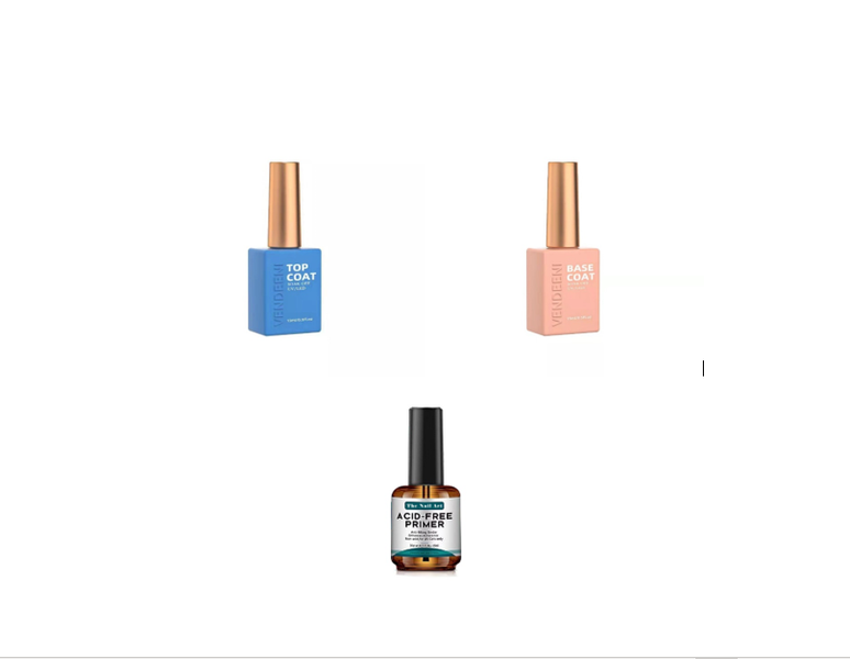 Vendeeni Elegance: Professional-Grade Base Coat, Top Coat, Acid Free Primer