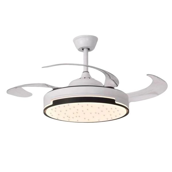 Satin Chrome Ceiling Fan with LED Light &amp; Retractable Blades - L45882