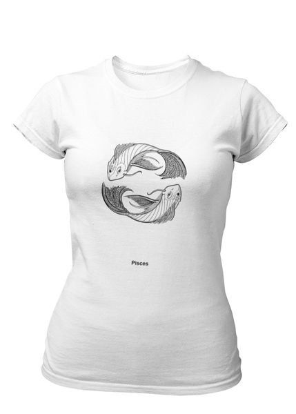 PepperSt Ladies White T-Shirt - Pisces