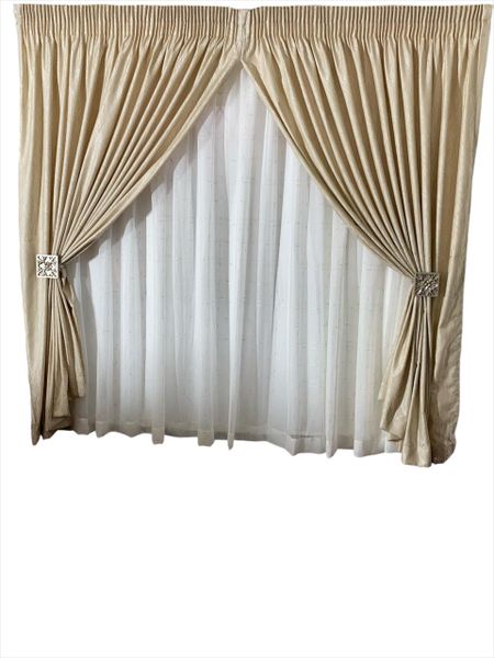 AF IMPEX Designs Gold CreamLeaf Taped Curtain