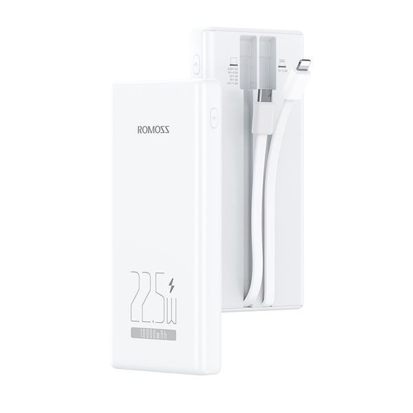 Romoss 10000mAh 22.5W Slim Power Bank with Built-in Dual Cables