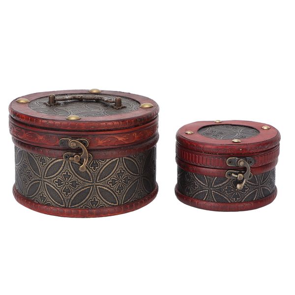 Vintage Wooden Jewelry Storage Box 2-Pack, Home Decor Display Case