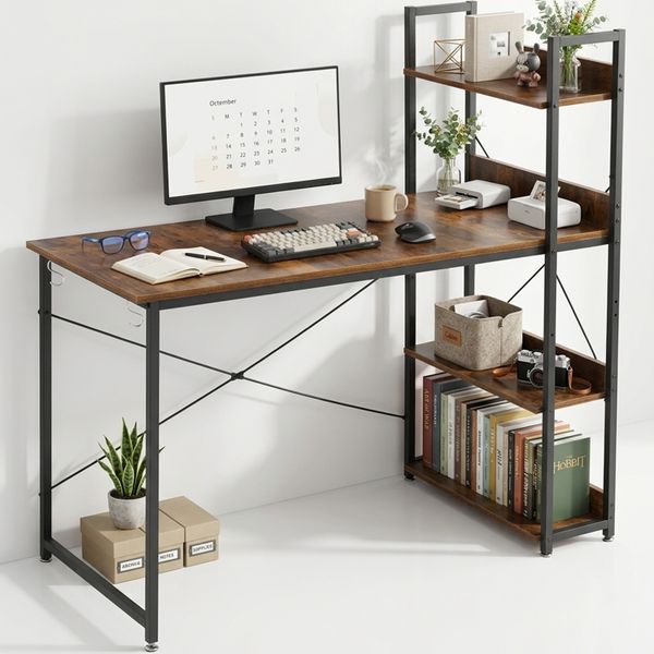 Work Desk Computer Workstation Book Shelf Table Storage Rack Office Desk