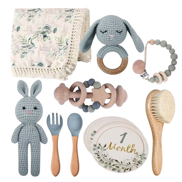Crochet Baby Gift Set 9 Piece Blue