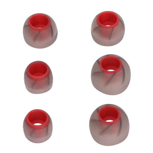 6 Pieces silicone earbud tips grey red
