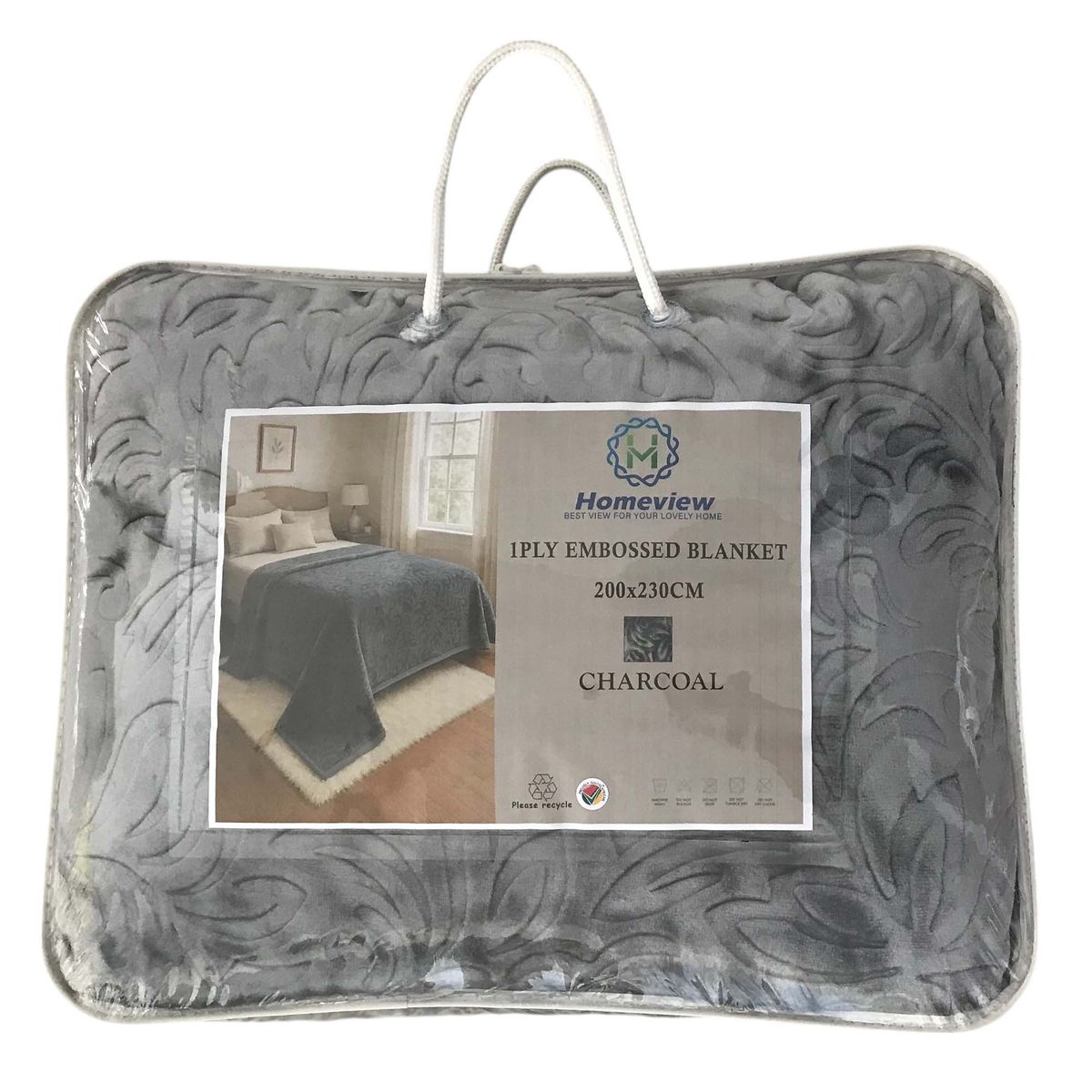Double 2-Ply Embossed Plush Blanket Grey main image 1