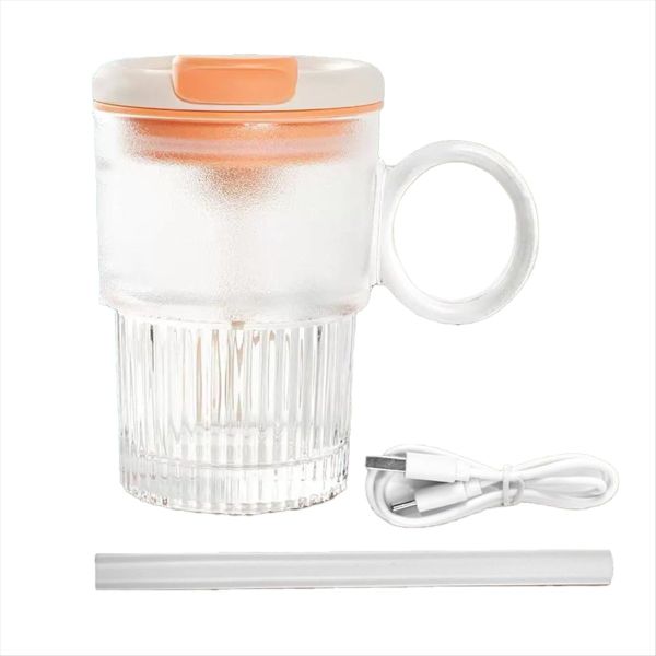 Automatic Stirring Mug - Electric Mixing Coffee Cup with Straw, Cyan, for P