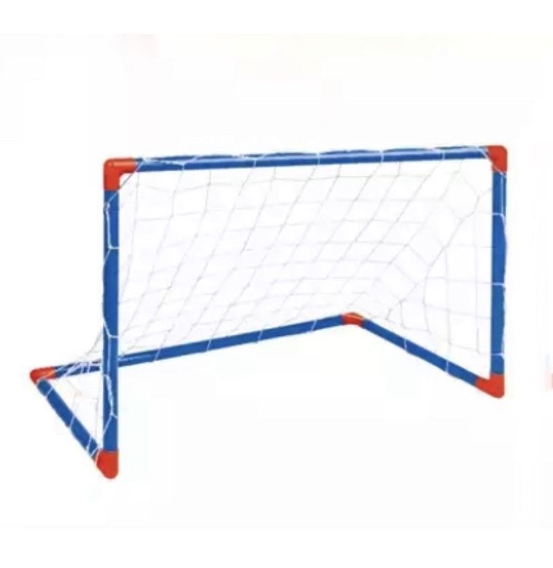 Football Soccer Blue Goal Post, Net, Ball & Pump Set for Kids Shop