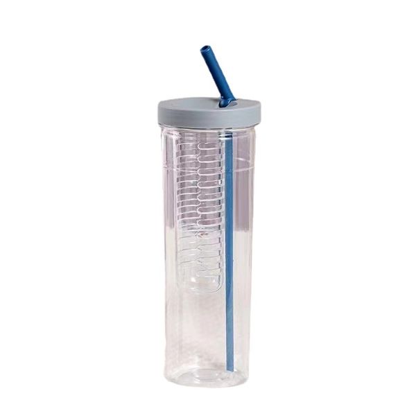 750ML Transparent Bottle with Fruits Compartment and Straw