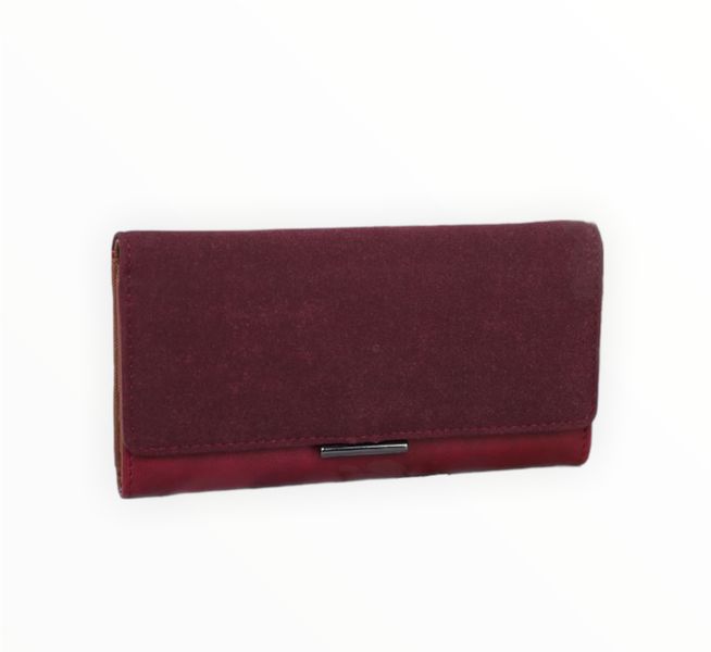 Simple Velvet Texture Tri Fold Ladies Wallet with Zip Section - Q316