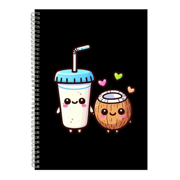 Coconut A4 Notebook Spiral and Lined Matching Couples Graphic Notepad 094