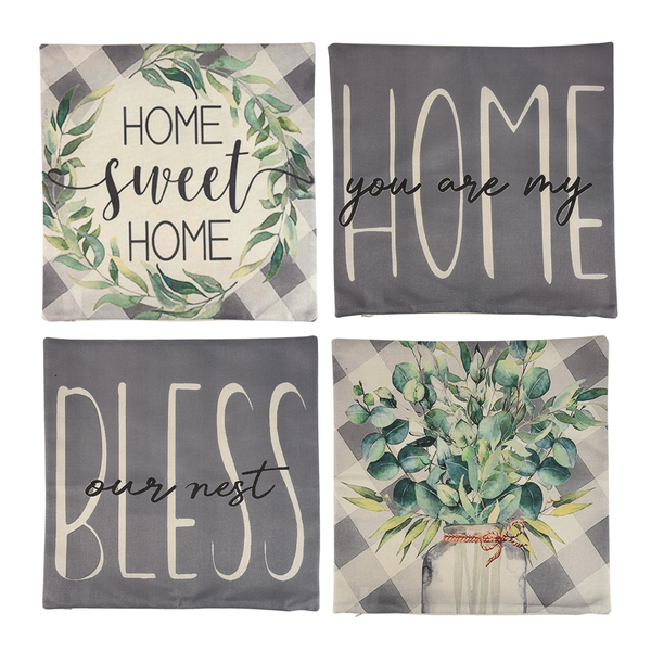 Farmhouse Spring Pillow Covers Set Of 4 18X18 Eucalyptus Leaves