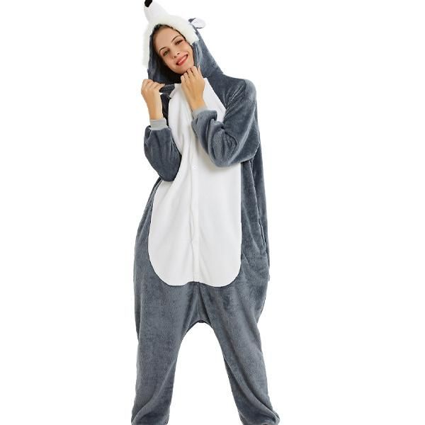 Iconix Adults Grey Wolf Onesie