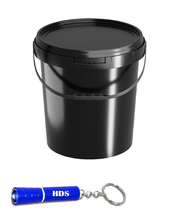20l Black Plastic Bucket with Lid and Handle HDS Branded Keyring