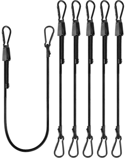 6 Piece 39.3Inch Adjustable Carabiner Bungee Cords with Hooks