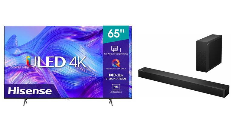 Hisense 65" U6H 4K Smart ULED TV with Hisense HS2100 Sound bar with Woofer