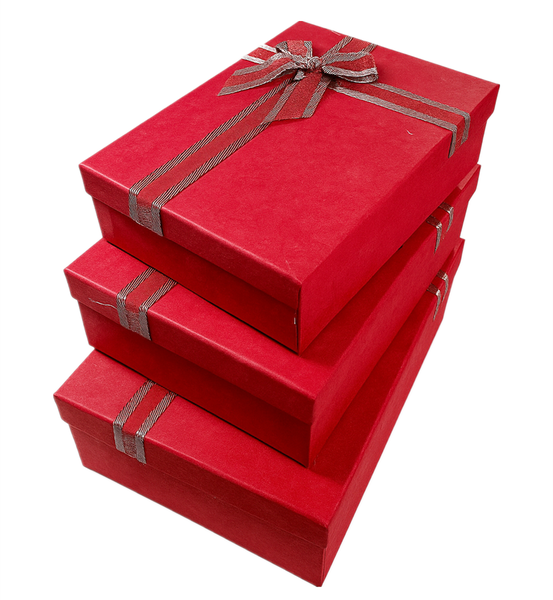 Pack of 3 - Rectangular Gift Boxes with Ribbon Birthday Gift Packaging Brow