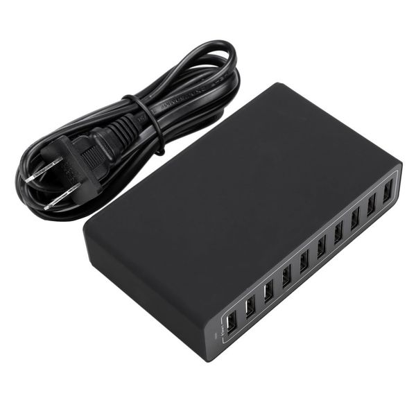 60W 10-Port USB Charger With 1.6 Meter Cable Compatible with Apple, Huawei, Android Phone