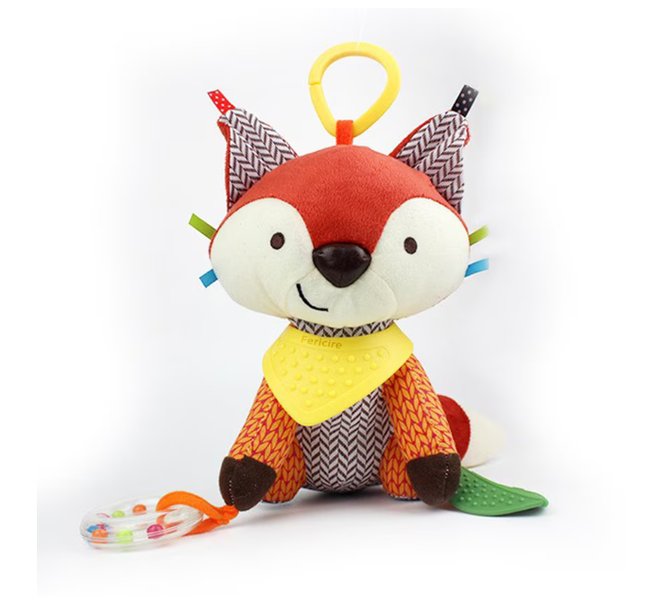 Interactive Plush Toy, Soft-Touch Fox, Early Learning Toy for Infants
